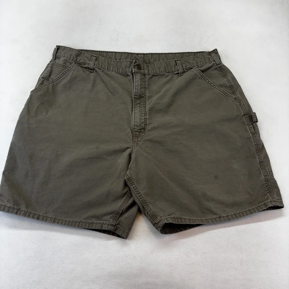 Carhartt Carpenter Shorts Mens 42 Brown B144 LBR Canvas Workwear Utility‎